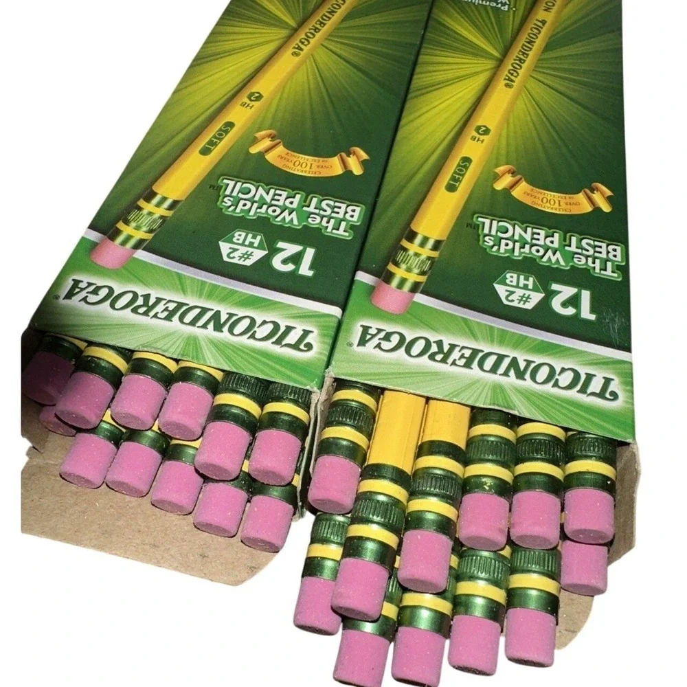 Dixon Ticonderoga #2 HB Pencils 24 Count Yellow‎ Woodcase Soft Graphite 13882
